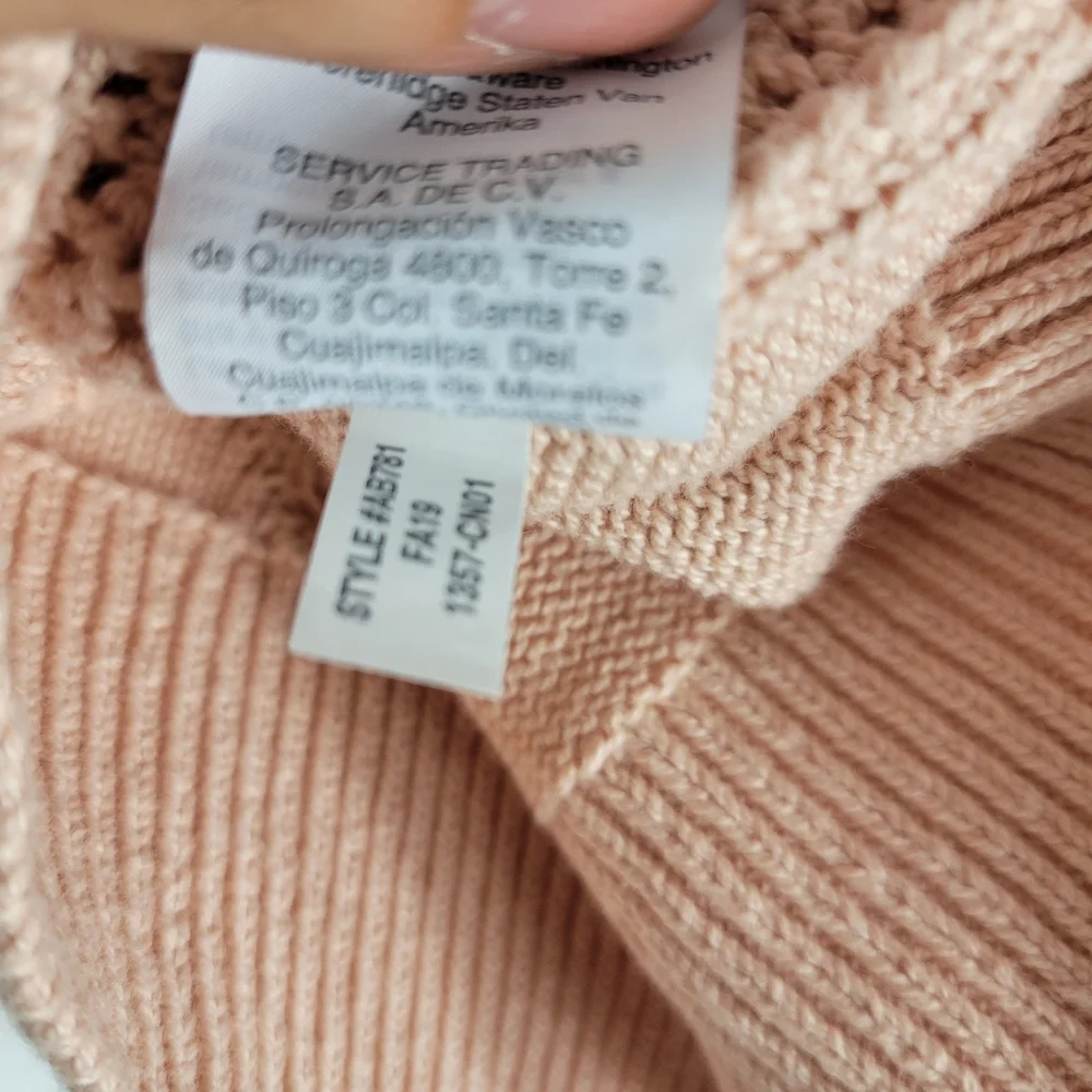 J.Crew Cotton Cable Knit Pointelle Long Sleeve Crew Neck Sweater